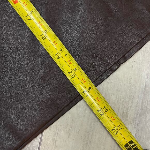 House of Harlow Faux Leather Pencil Skirt Ruched Side Slit XS Chocolate Brown - Picture 10 of 10